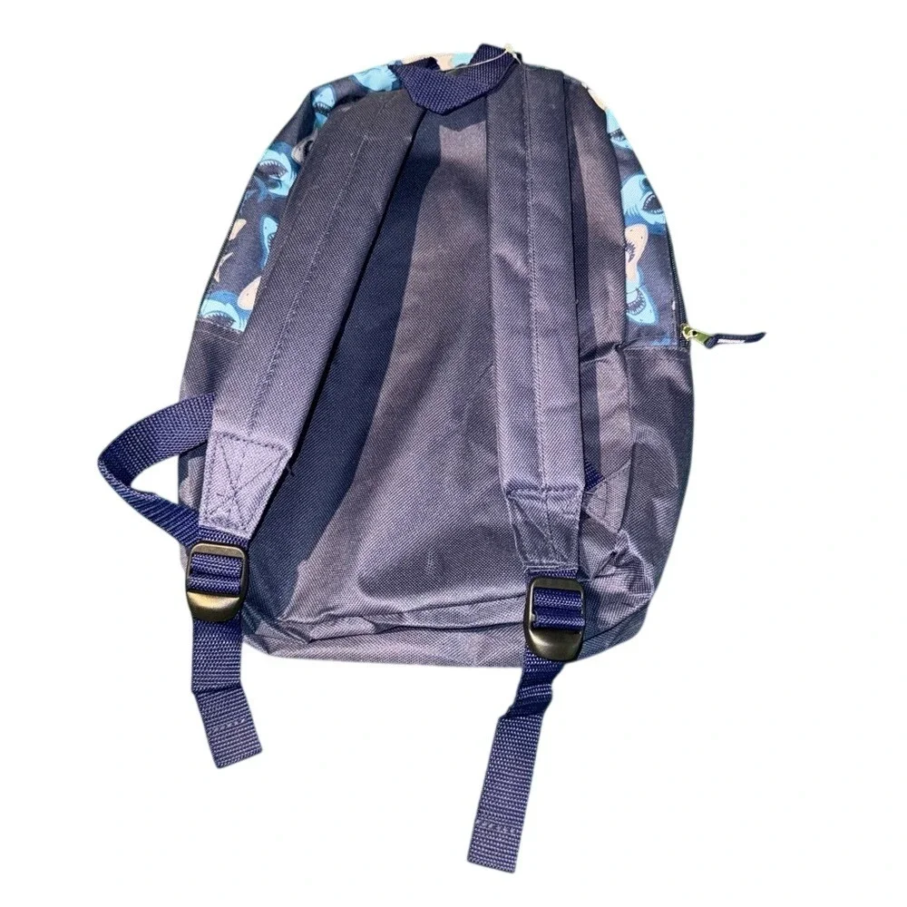 Blue Shark Print 17 Inch School Backpack‎ Kids Boys Great White Shark Bag